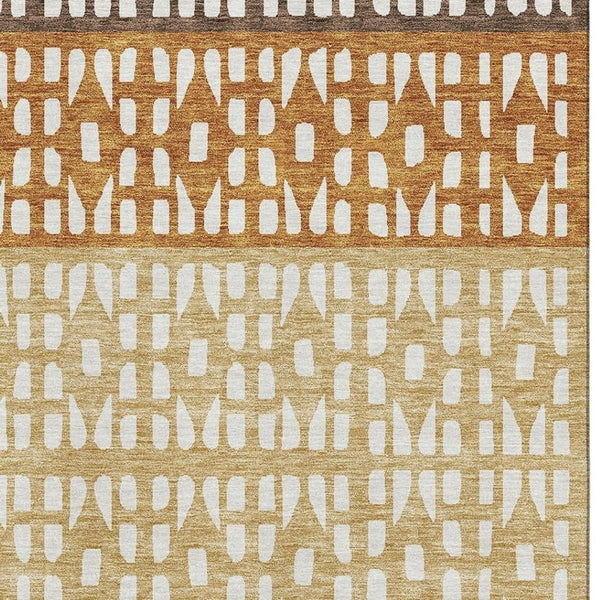 HomeRoots 5' X 8' Coffee Copper & Ivory Geometric Washable Area Rug - Stylish, Durable & UV Protected Design! 676328