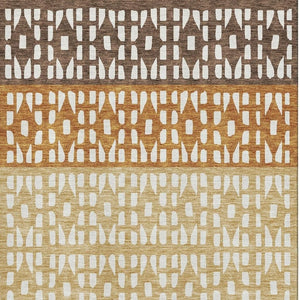 HomeRoots 5' X 8' Coffee Copper & Ivory Geometric Washable Area Rug - Stylish, Durable & UV Protected Design! 676328