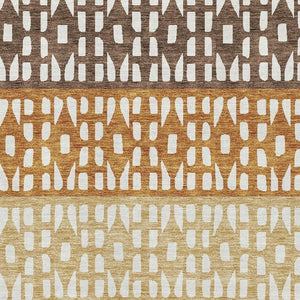 HomeRoots 9' X 12' Contemporary Coffee Copper Ivory Geometric Area Rug - Washable, UV-Protected & Durable 676331