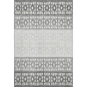 HomeRoots 5' X 8' Gray & Silver Geometric Washable Area Rug with UV Protection for Stylish High-Traffic Spaces 676334