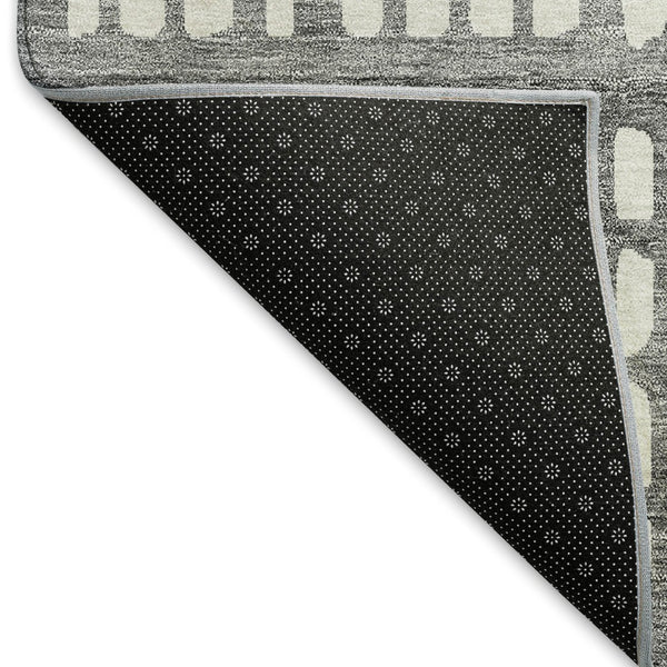 HomeRoots 5' X 8' Gray & Silver Geometric Washable Area Rug with UV Protection for Stylish High-Traffic Spaces 676334
