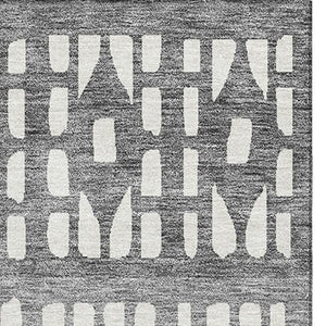 HomeRoots 5' X 8' Gray & Silver Geometric Washable Area Rug with UV Protection for Stylish High-Traffic Spaces 676334