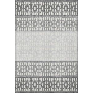 HomeRoots 8' X 10' Gray & Silver Geometric Area Rug - Washable, UV-Protected, Stylish & Durable for Homes 676336