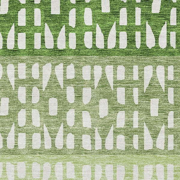 HomeRoots 8' X 10' Contemporary Green and Ivory Geometric Area Rug – Washable, Stain Resistant & UV Protected 676342
