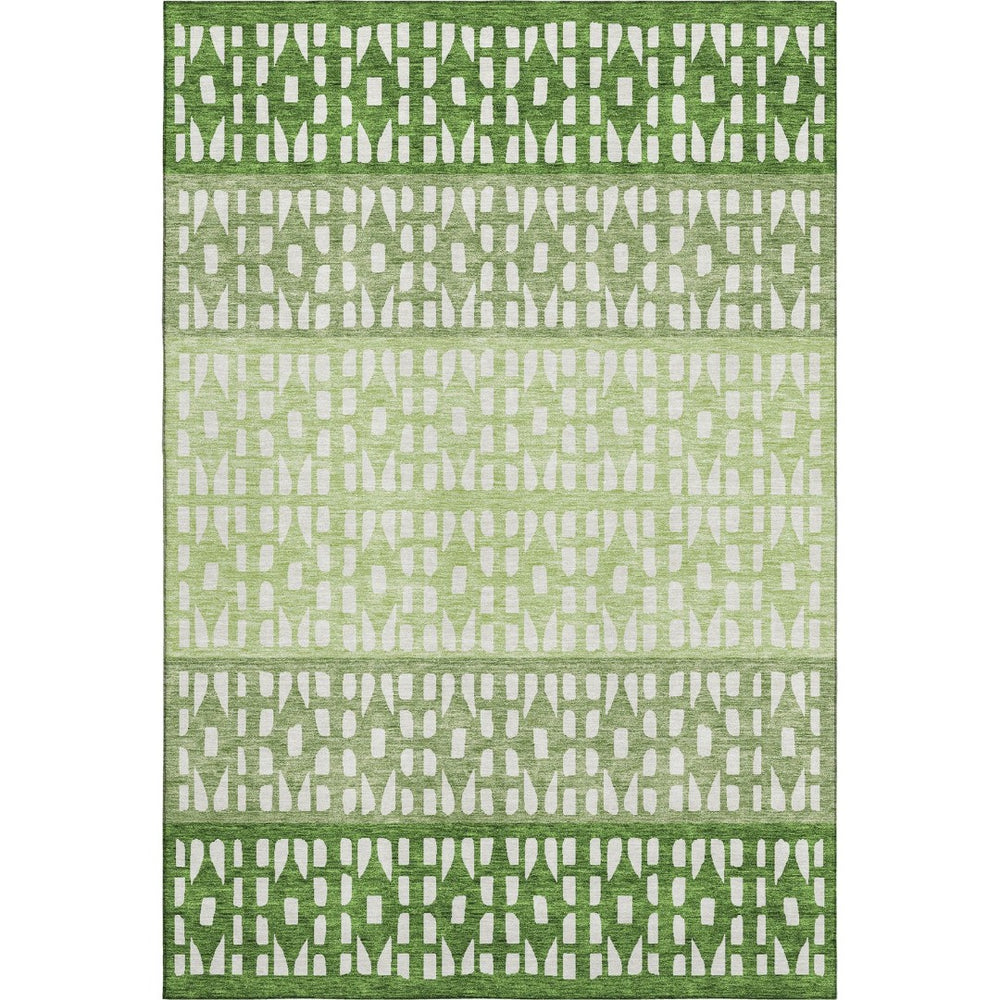 HomeRoots 9' Green and Ivory Geometric Washable Area Rug - UV Protected, Stain-Resistant, Easy Care Design 676343