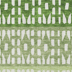 HomeRoots 9' Green and Ivory Geometric Washable Area Rug - UV Protected, Stain-Resistant, Easy Care Design 676343
