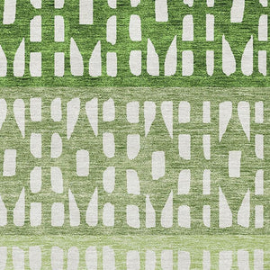HomeRoots 10' X 14' Washable Green Ivory Geometric Area Rug with UV Protection for Stylish, Family-Friendly Spaces 676344