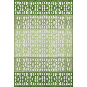 HomeRoots 10' X 14' Washable Green Ivory Geometric Area Rug with UV Protection for Stylish, Family-Friendly Spaces 676344