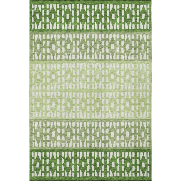 HomeRoots 10' X 14' Washable Green Ivory Geometric Area Rug with UV Protection for Stylish, Family-Friendly Spaces 676344