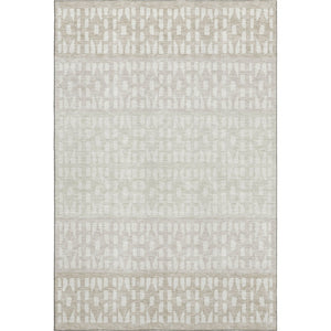 HomeRoots 5' X 8' Ivory And Beige Geometric Area Rug – Washable, UV Protected, Stain Resistant for High Traffic Areas 676346