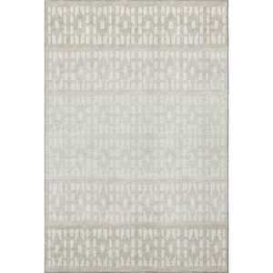 HomeRoots 8' X 10' Ivory and Beige Geometric Area Rug – Washable, Stain-Resistant, UV Protected for Durability 676348