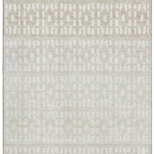 HomeRoots 9' X 12' Ivory and Beige Geometric Area Rug - Washable, UV Protected, Stylish for High-Traffic Areas 676349