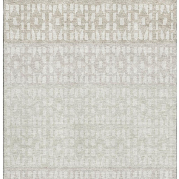 HomeRoots 9' X 12' Ivory and Beige Geometric Area Rug - Washable, UV Protected, Stylish for High-Traffic Areas 676349