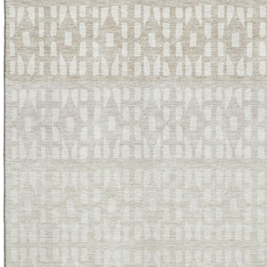 HomeRoots 10' X 14' Ivory & Beige Geometric Washable Area Rug - Durable, UV-Protected for Stylish Living Spaces 676350