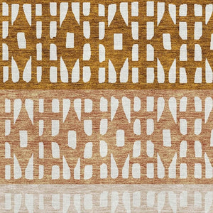HomeRoots 5' X 8' Stylish Rust and Ivory Geometric Area Rug with UV Protection - Washable, Stain-Resistant Design 676352