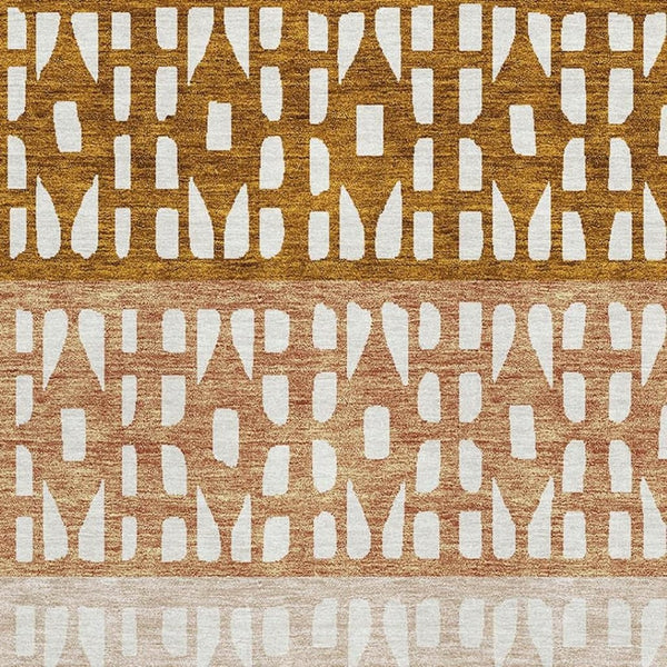 HomeRoots 5' X 8' Stylish Rust and Ivory Geometric Area Rug with UV Protection - Washable, Stain-Resistant Design 676352