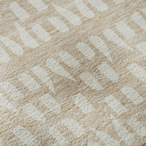 HomeRoots 8' Washable Round Rug in Rust and Ivory with Geometric Design, UV Protection & Stain Resistance 676353