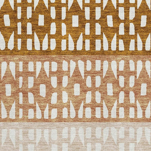 HomeRoots 8' X 10' Stylish Rust Ivory Geometric Washable Area Rug - Durable, Stain-Resistant, UV Protected! 676354