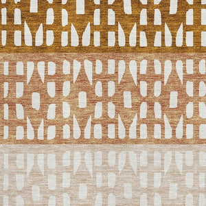 HomeRoots 9' X 12' Rust And Ivory Geometric Area Rug - Stylish, Washable, UV Protected for High Traffic Spaces 676355