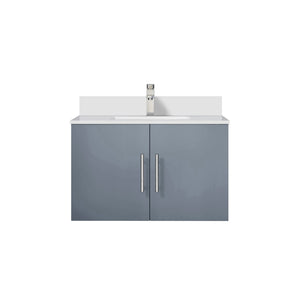 English Elm Dark Grey Bath Vanity 30 in. W x 22 in. D with Cultured Marble Top, Soft-Close Storage & Chrome Faucet Set B2731P258578