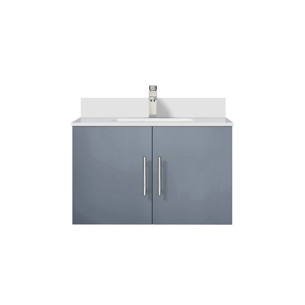 English Elm Dark Grey Bath Vanity 30 in. W x 22 in. D with Cultured Marble Top, Soft-Close Storage & Chrome Faucet Set B2731P258578