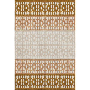 HomeRoots 10' X 14' Stylish Rust & Ivory Geometric Area Rug – Washable, UV-Protected, Perfect for Busy Homes! 676356