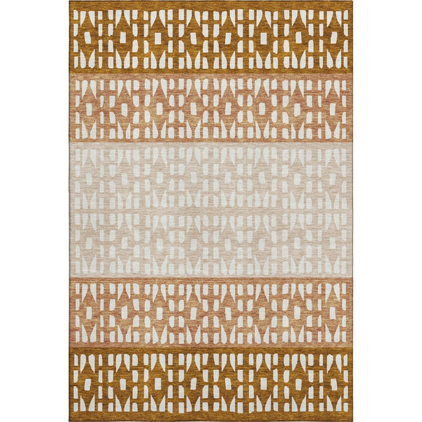 HomeRoots 10' X 14' Stylish Rust & Ivory Geometric Area Rug – Washable, UV-Protected, Perfect for Busy Homes! 676356
