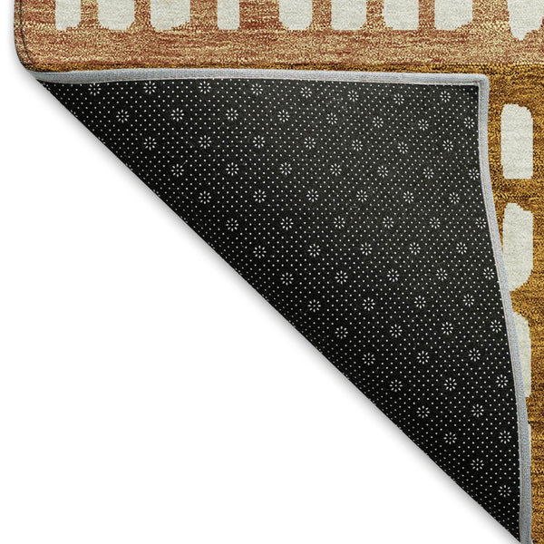 HomeRoots 10' X 14' Stylish Rust & Ivory Geometric Area Rug – Washable, UV-Protected, Perfect for Busy Homes! 676356