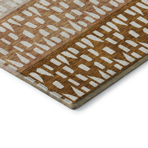 HomeRoots 10' X 14' Stylish Rust & Ivory Geometric Area Rug – Washable, UV-Protected, Perfect for Busy Homes! 676356