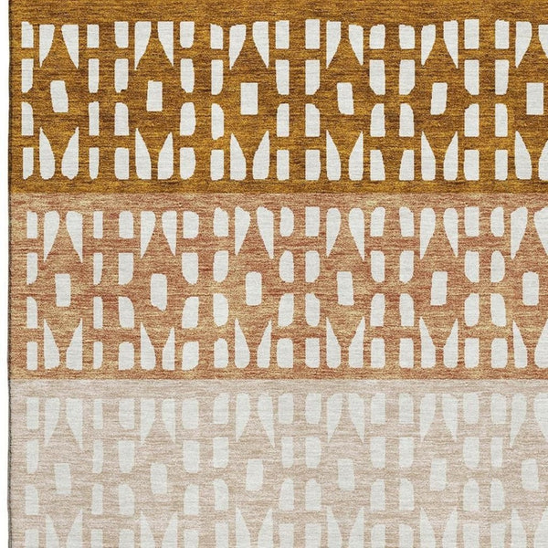 HomeRoots 10' X 14' Stylish Rust & Ivory Geometric Area Rug – Washable, UV-Protected, Perfect for Busy Homes! 676356