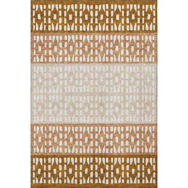 HomeRoots 10' X 14' Stylish Rust & Ivory Geometric Area Rug – Washable, UV-Protected, Perfect for Busy Homes! 676356