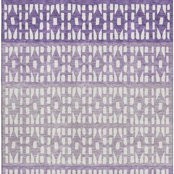 HomeRoots 5' X 8' Purple & Ivory Geometric Area Rug - Washable, UV Protected, Stylish for High-Traffic Spaces 676358