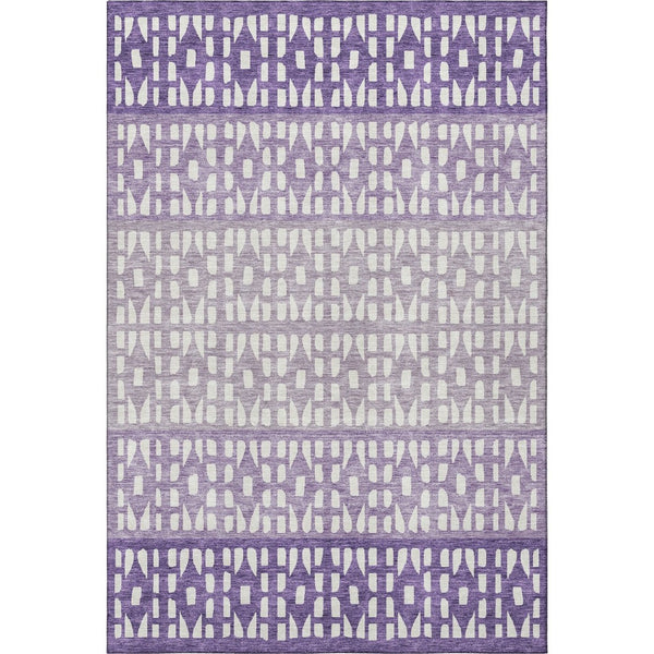 HomeRoots 5' X 8' Purple & Ivory Geometric Area Rug - Washable, UV Protected, Stylish for High-Traffic Spaces 676358