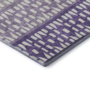 HomeRoots 8' Purple & Ivory Geometric Round Rug - Washable, UV Protected, Durable for High-Traffic Areas 676359