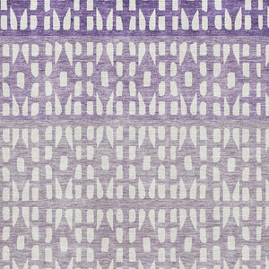 HomeRoots 8' X 10' Stylish Purple & Ivory Geometric Washable Area Rug with UV Protection for Modern Homes 676360