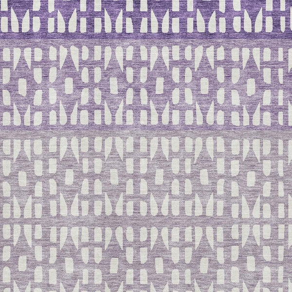 HomeRoots 8' X 10' Stylish Purple & Ivory Geometric Washable Area Rug with UV Protection for Modern Homes 676360