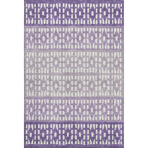 HomeRoots 9' X 12' Stylish Purple & Ivory Geometric Washable Area Rug with UV Protection for High-Traffic Homes 676361