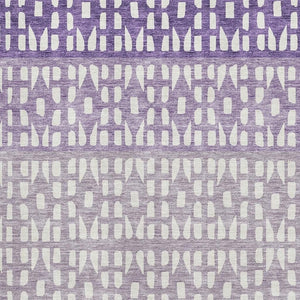 HomeRoots 9' X 12' Stylish Purple & Ivory Geometric Washable Area Rug with UV Protection for High-Traffic Homes 676361