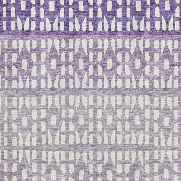 HomeRoots 9' X 12' Stylish Purple & Ivory Geometric Washable Area Rug with UV Protection for High-Traffic Homes 676361