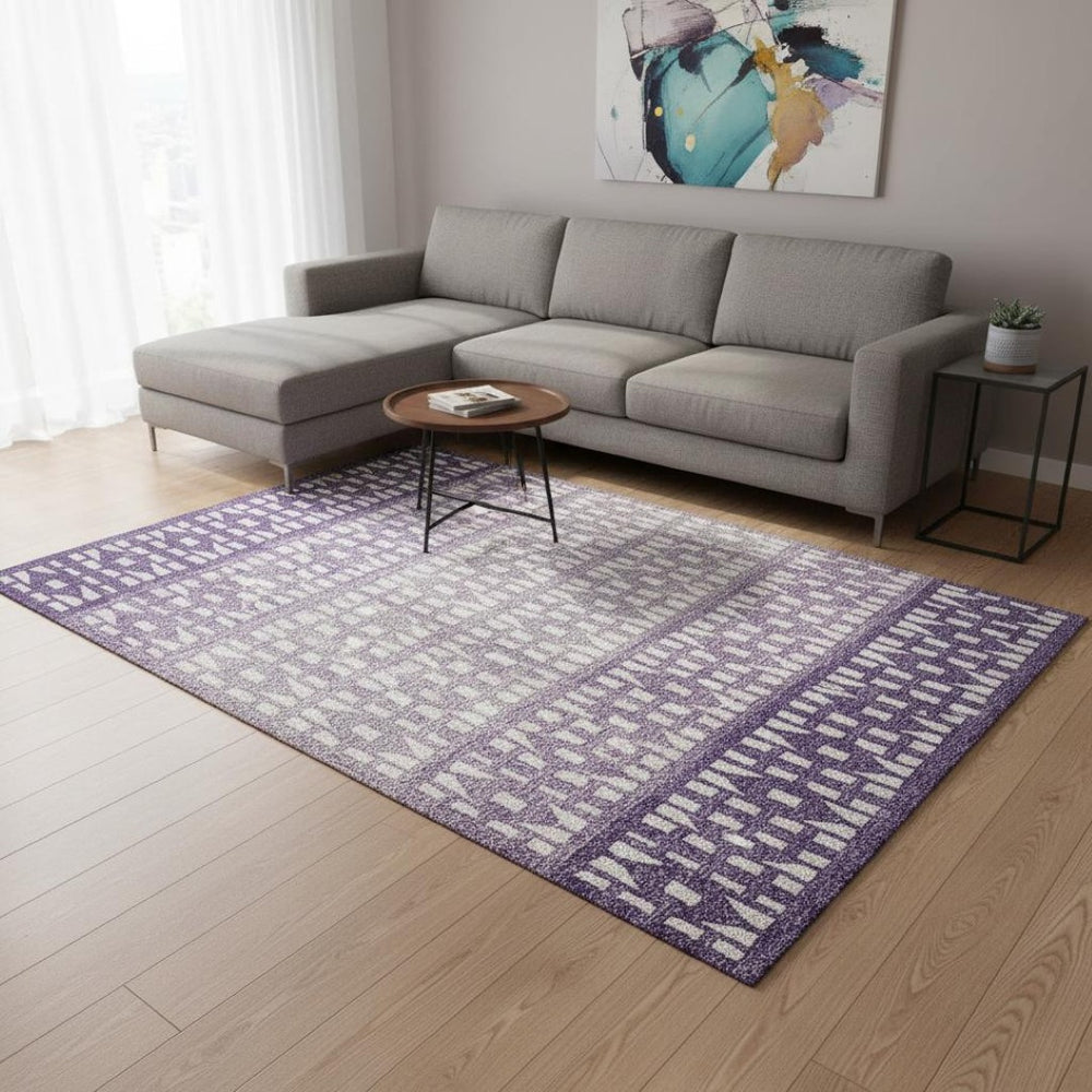 HomeRoots 10' X 14' Purple Geometric Washable Area Rug - UV Protected, Stain Resistant, Ideal for High Traffic Spaces 676362