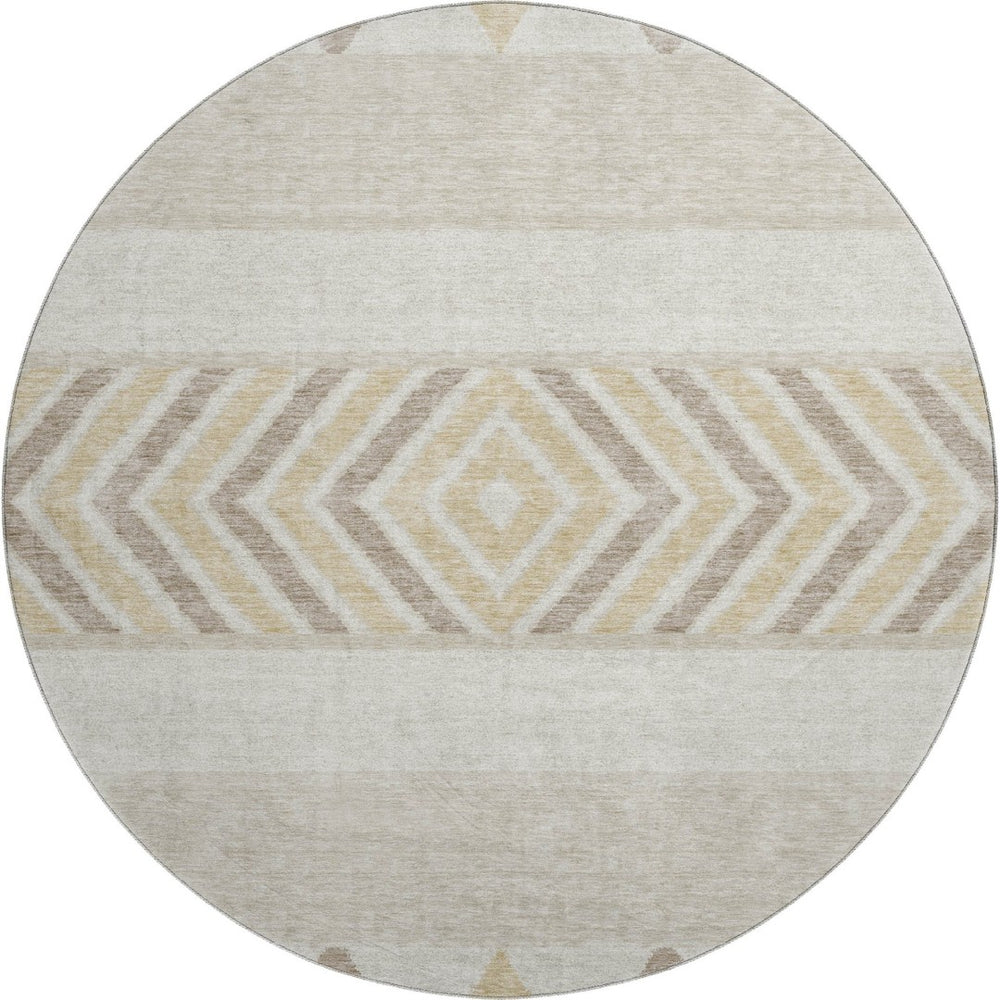 HomeRoots 8' Beige Southwestern Round Rug - Soft, Durable, Stain-Resistant with UV Protection for Any Space 676371