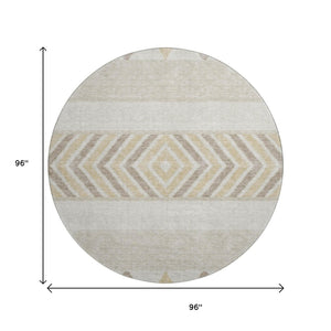 HomeRoots 8' Beige Southwestern Round Rug - Soft, Durable, Stain-Resistant with UV Protection for Any Space 676371