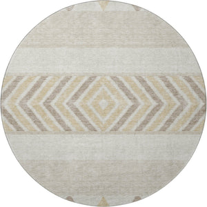 HomeRoots 8' Beige Southwestern Round Rug - Soft, Durable, Stain-Resistant with UV Protection for Any Space 676371