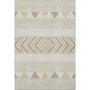 HomeRoots 9' X 12' Southwestern Area Rug - Beige, Ivory & Tan, Washable with UV Protection for Busy Homes 676373