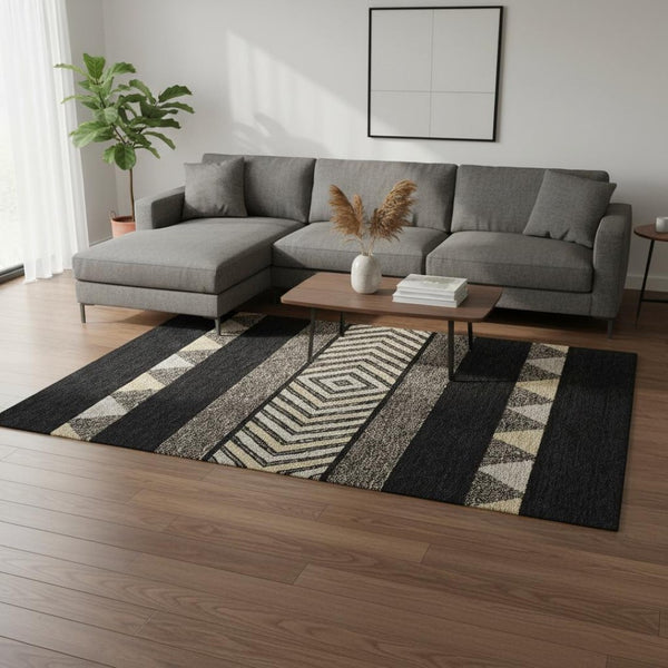 HomeRoots 9' X 12' Stylish Southwestern Washable Area Rug with UV Protection - Durable, Stain-Resistant Design 676379