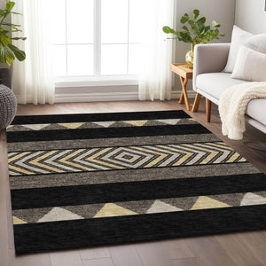 HomeRoots 9' X 12' Stylish Southwestern Washable Area Rug with UV Protection - Durable, Stain-Resistant Design 676379