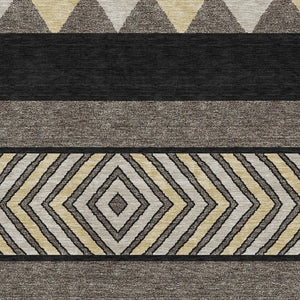 HomeRoots 10' Southwestern Area Rug in Black, Ivory & Wheat – Washable, UV-Protected, Durable & Stylish Design 676380