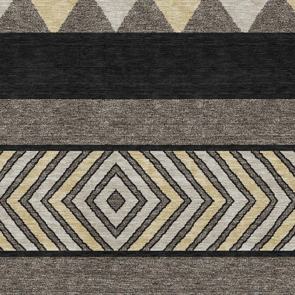 HomeRoots 10' Southwestern Area Rug in Black, Ivory & Wheat – Washable, UV-Protected, Durable & Stylish Design 676380