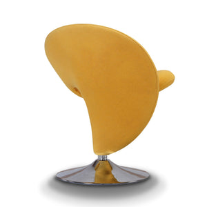 English Elm Curl Wool Blend Swivel Lounge Chair in Yellow — Modern Curl Design, 360° Swivel, Chrome Base, Plush Foam Upholstery B365P398008