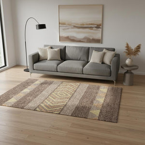 HomeRoots 5' X 8' Brown Wheat and Copper Southwestern Area Rug - Washable, UV-Protected, Durable Décor Piece 676382